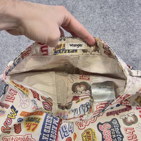 Wrangler x Free People‎ Jeans Womens 24 Wide Barrel Graphic Print High Rise Leg - Picture 6 of 16